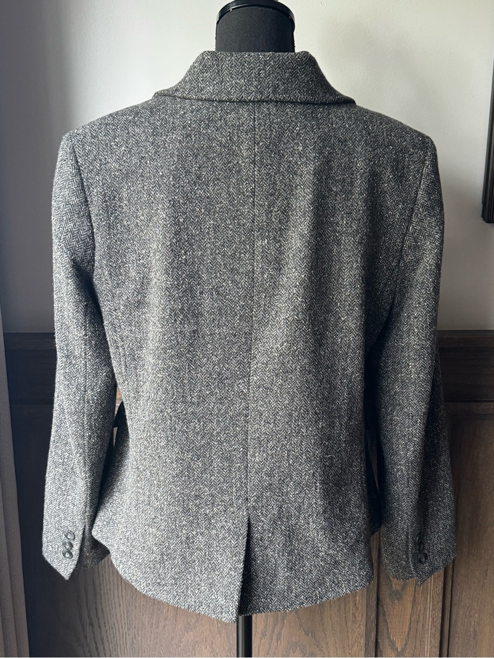 LL Bean Vintage Wool Silk Herringbone Blazer led petite - Picture 4 of 9